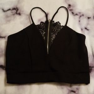 Black lace crop top